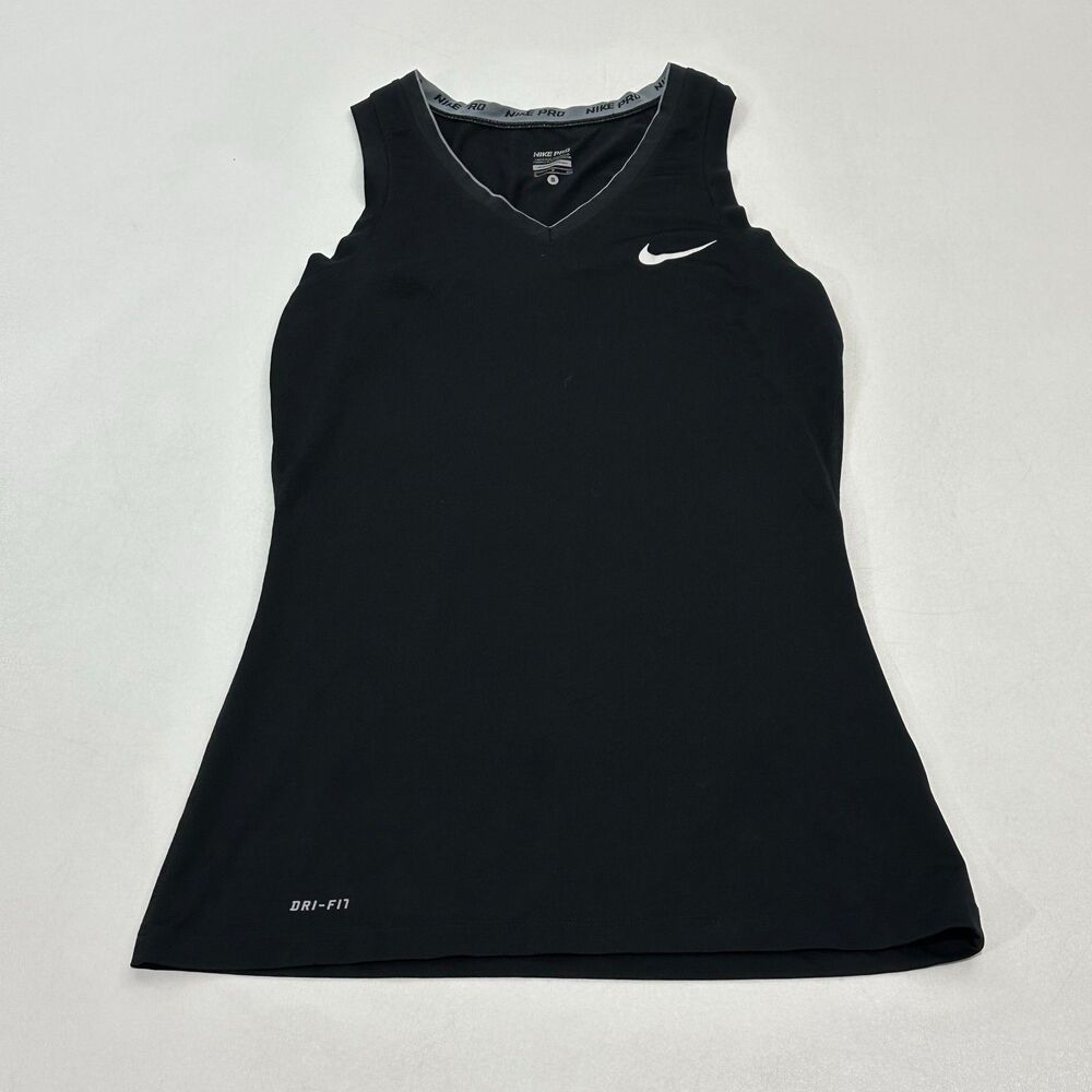 Nike Women's Tank Top Black Dri-FIT V-Neck Athletic Pro Workout, Size S
